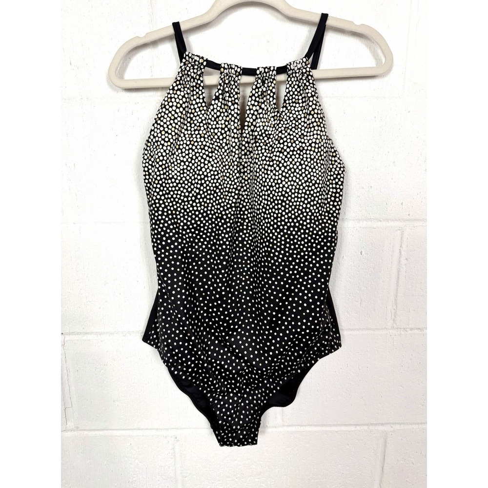 Dreamsuit Miracle Brands One Piece Swimsuit‎ Polka Dot Tummy Control Cut Outs 12